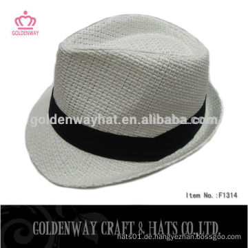 Günstige White Fedora Hut mit Black Band